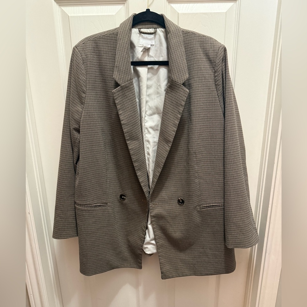 H&M Brown Checkered Blazer
